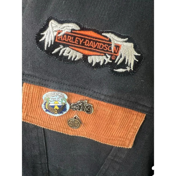 Harley Davidson Motorcycle Jacket Denim Ride With The Wind Pegasus Patch Wmns 2X - Picture 5 of 16